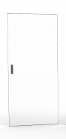 Single leaf door full glass, 42U 600 mm width with 2 single point locks and hinges, RAL 7035 grey