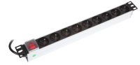 Listwa zasilająca BKT 19", 9xNF C61-314(standard PL, FR), wtyk DIN 49441(unischuko) 16A/250V, wyłącznik podświetlany czerwony z zaślepką, kabel zas 5.0m