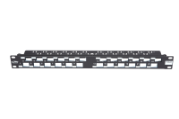 Panel krosowy BKT 19" 1U, modularny, ekranowany, 24xkeystone, czarny, skośne porty
