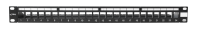 Panel krosowy BKT 19" 1U, modularny, ekranowany, 24xkeystone, czarny